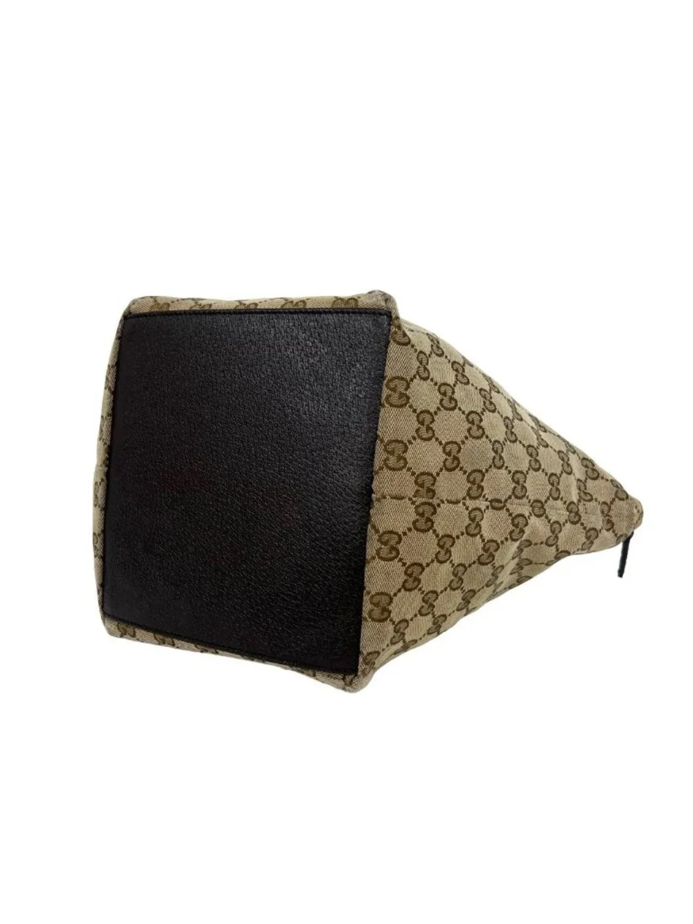 Gucci Sherry Line GG Logo Pattern Canvas Leather Handbag Mini Tote Brown